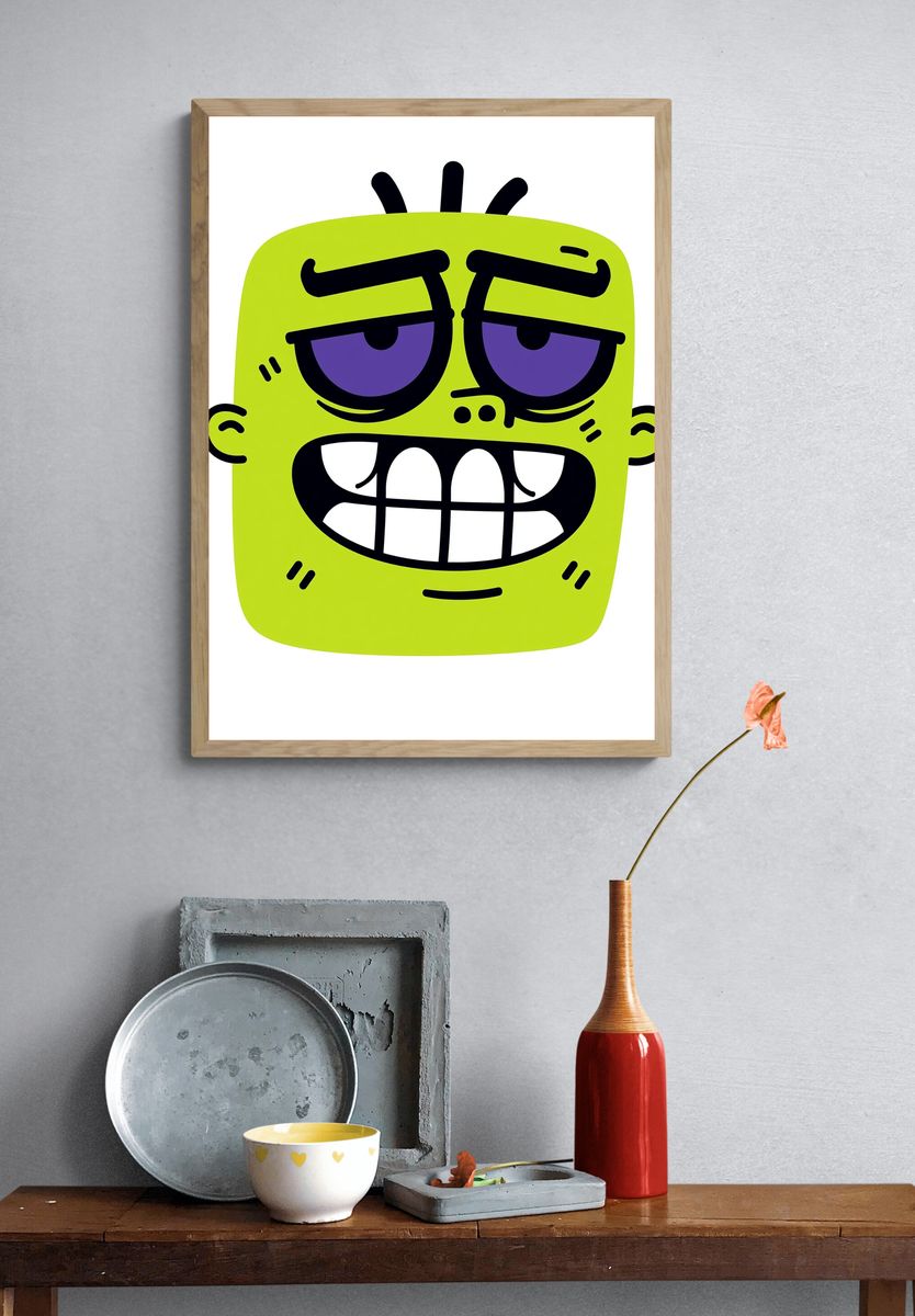 Grumpy Monster Face Print. — room view 3