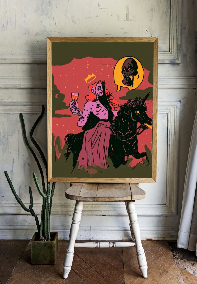 Dark Fantasy Rider Illustration Poster. room preview
