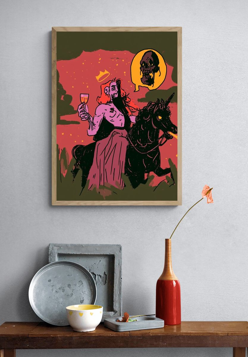 Dark Fantasy Rider Illustration Poster. — room view 3