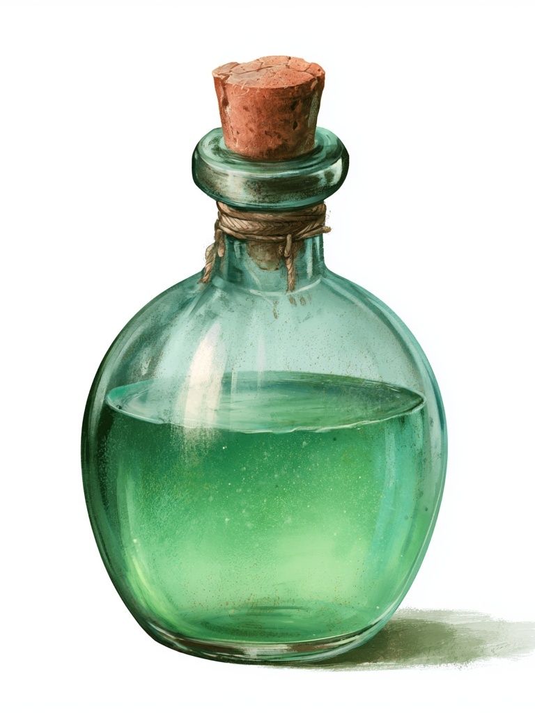 Green Glass Bottle Illustration Poster. poster detail
