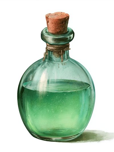 Green Glass Bottle Illustration Poster. poster