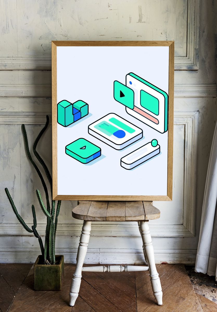 Isometric UI Icons Illustration Poster. room preview