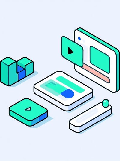Isometric UI Icons Illustration Poster.