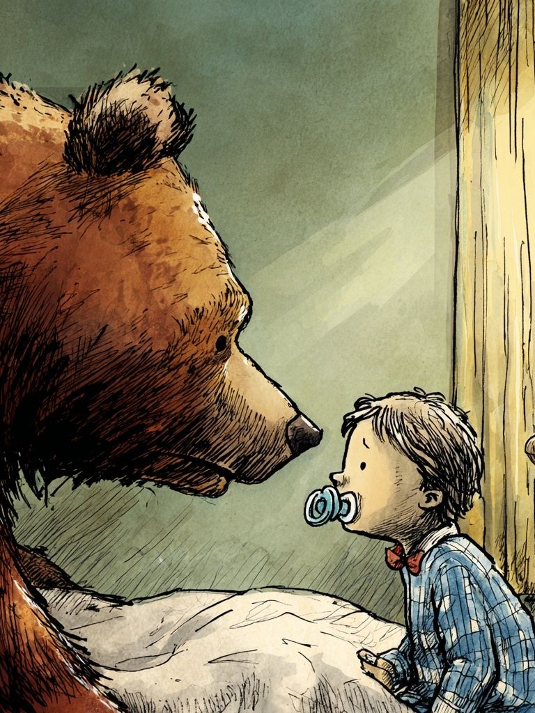 Bear and Child Storybook Illustration Poster. poster — illustration art