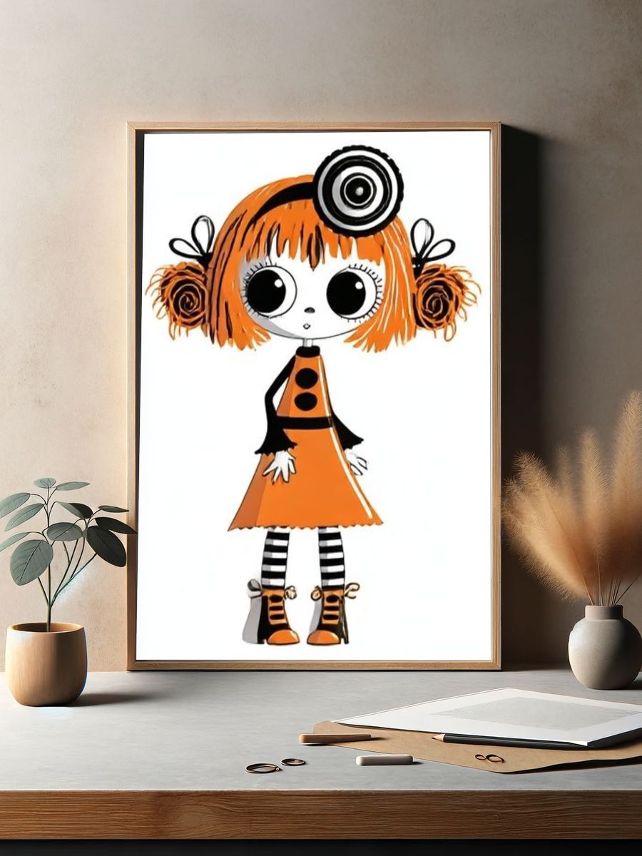 Orange Doll Illustration Poster. — room view 2