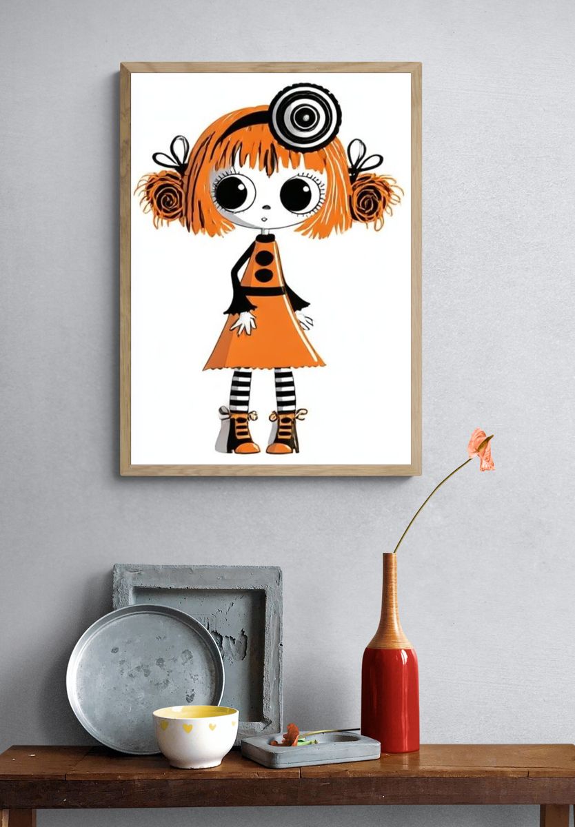 Orange Doll Illustration Poster. — room view 3