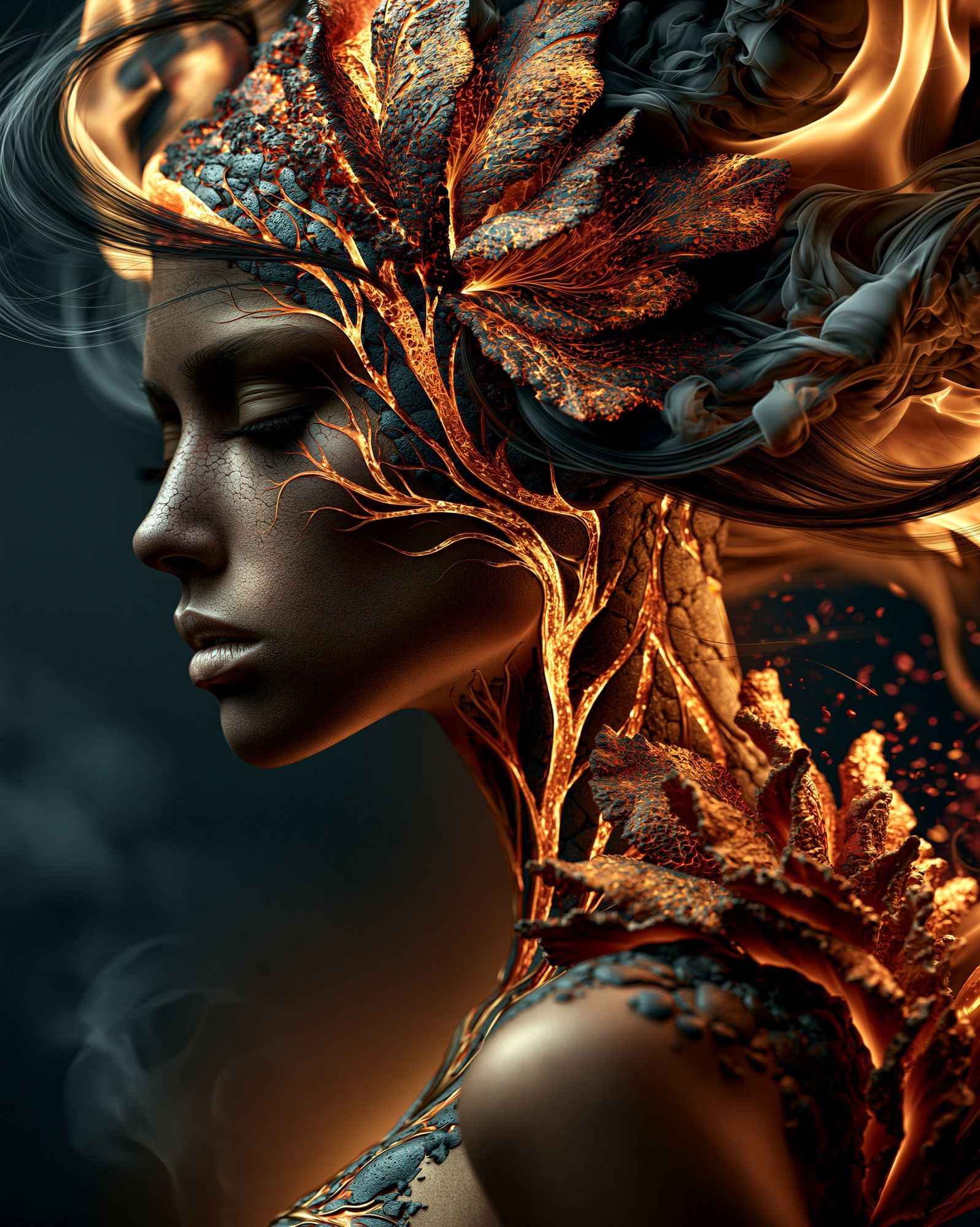 Ember Bloom Portrait Print. poster detail