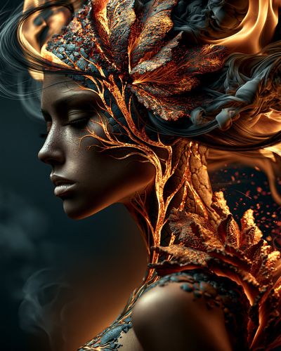 Ember Bloom Portrait Print.