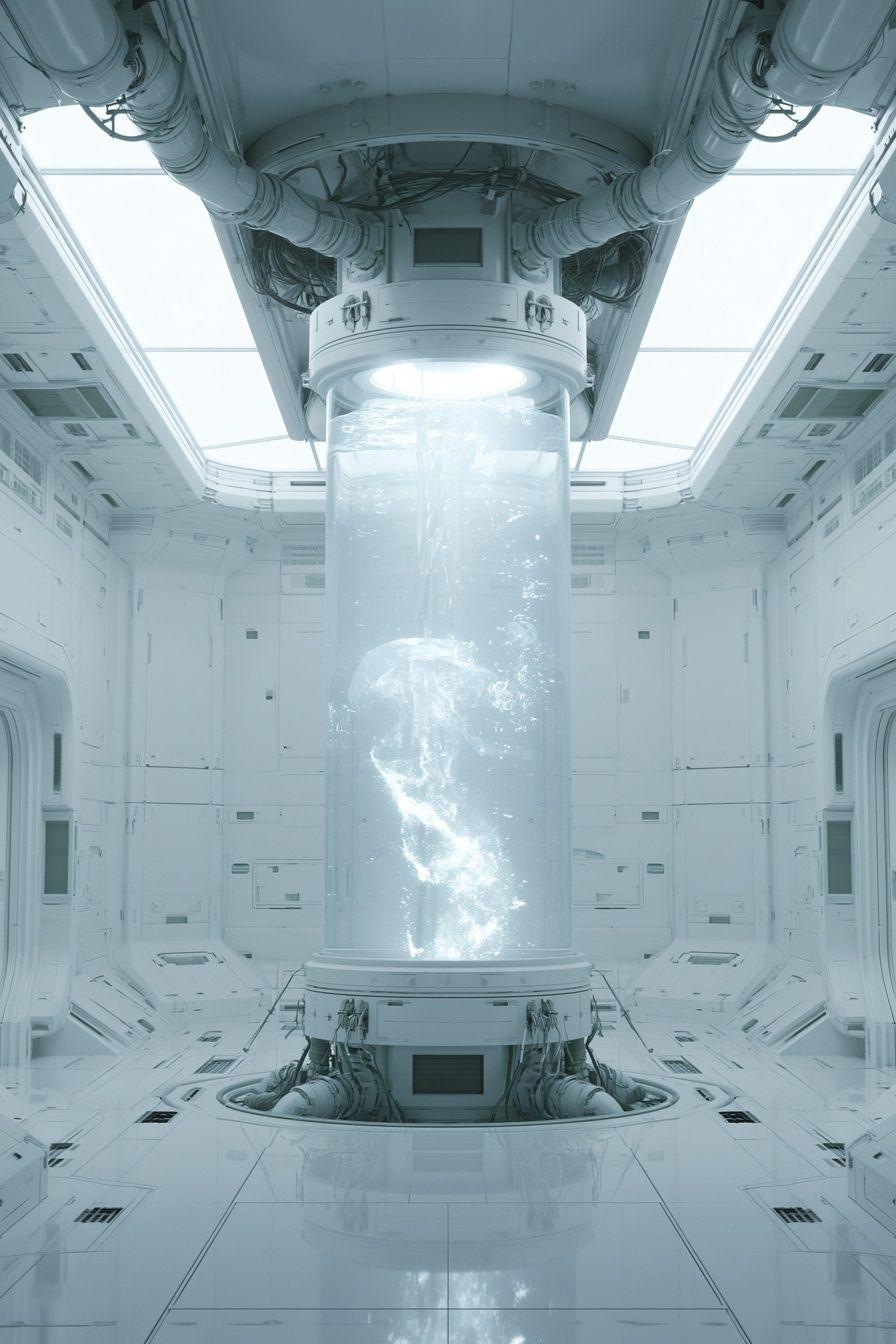 Sci-Fi Cryogenic Chamber Poster. poster — illustration art