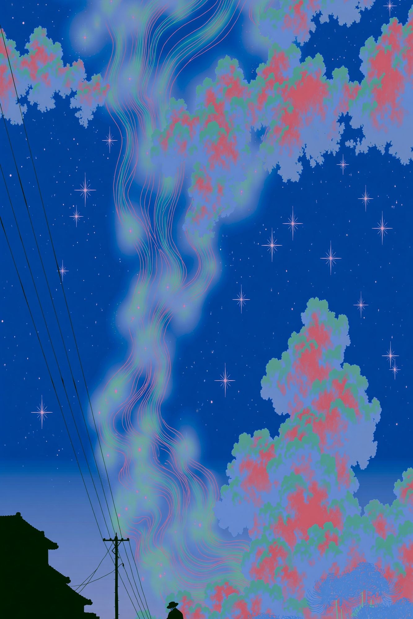 Dreamy Night Sky Landscape Poster. poster — illustration art