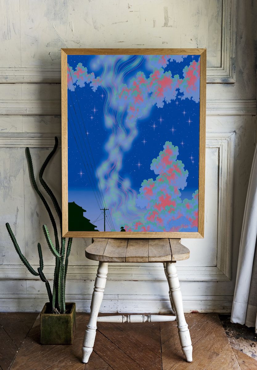 Dreamy Night Sky Landscape Poster. — room view 1