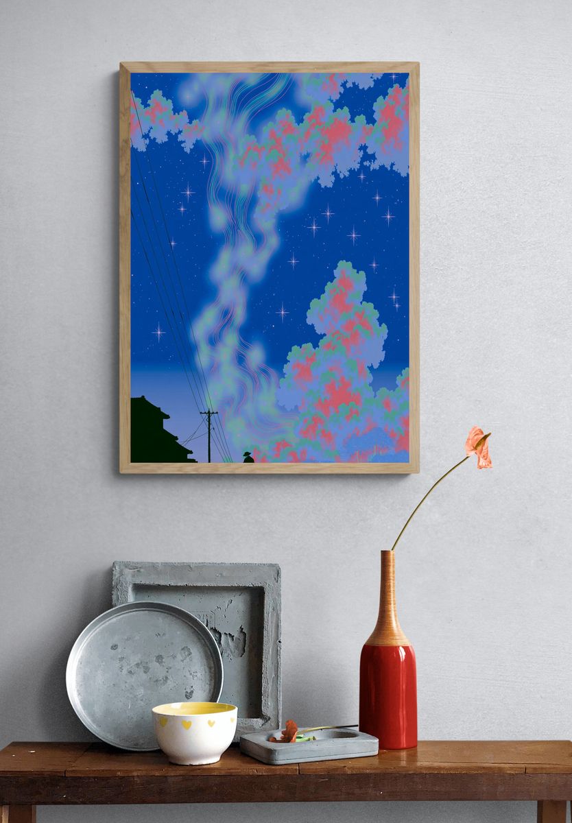 Dreamy Night Sky Landscape Poster. — room view 3