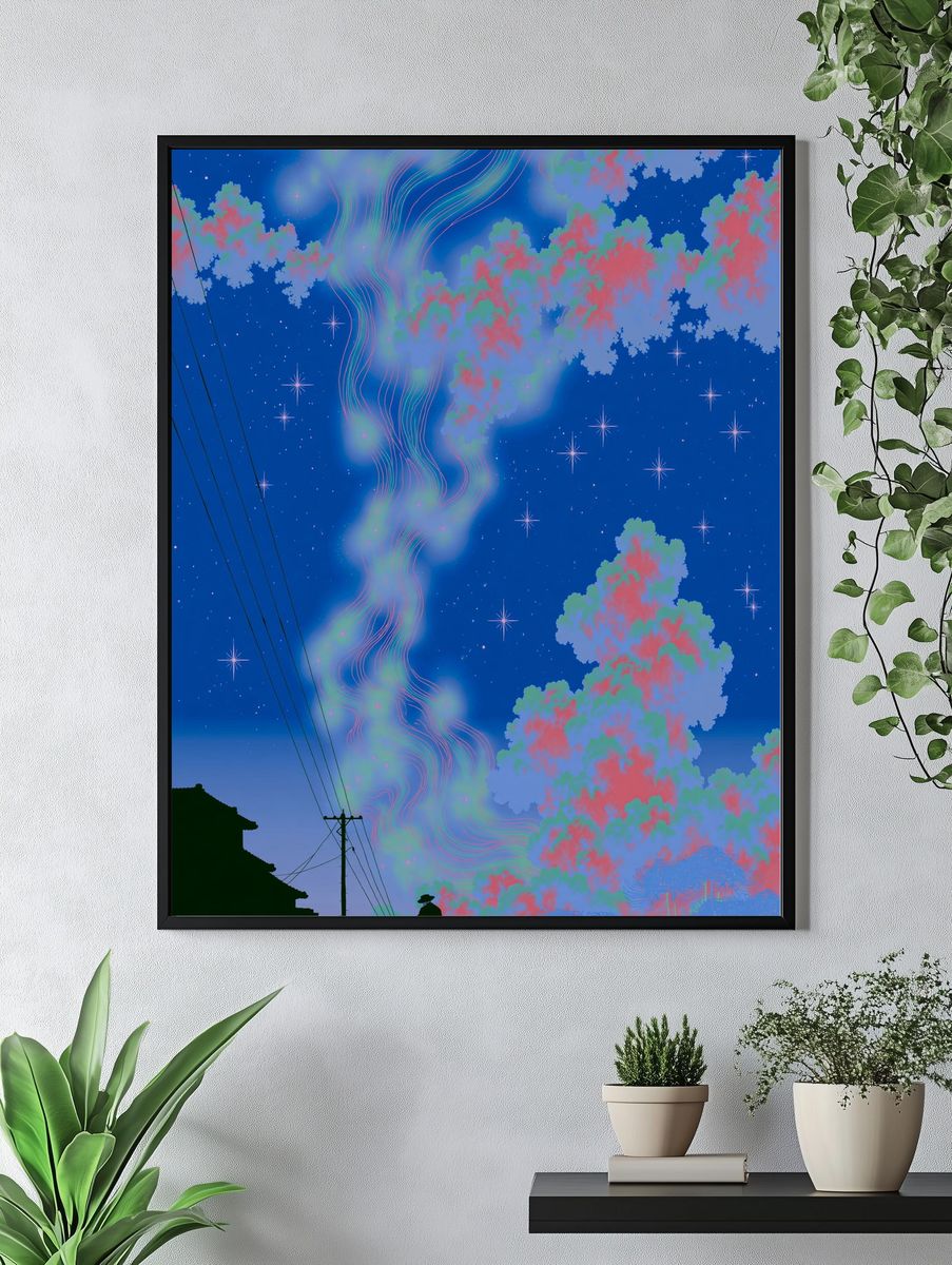 Dreamy Night Sky Landscape Poster. — room view 4