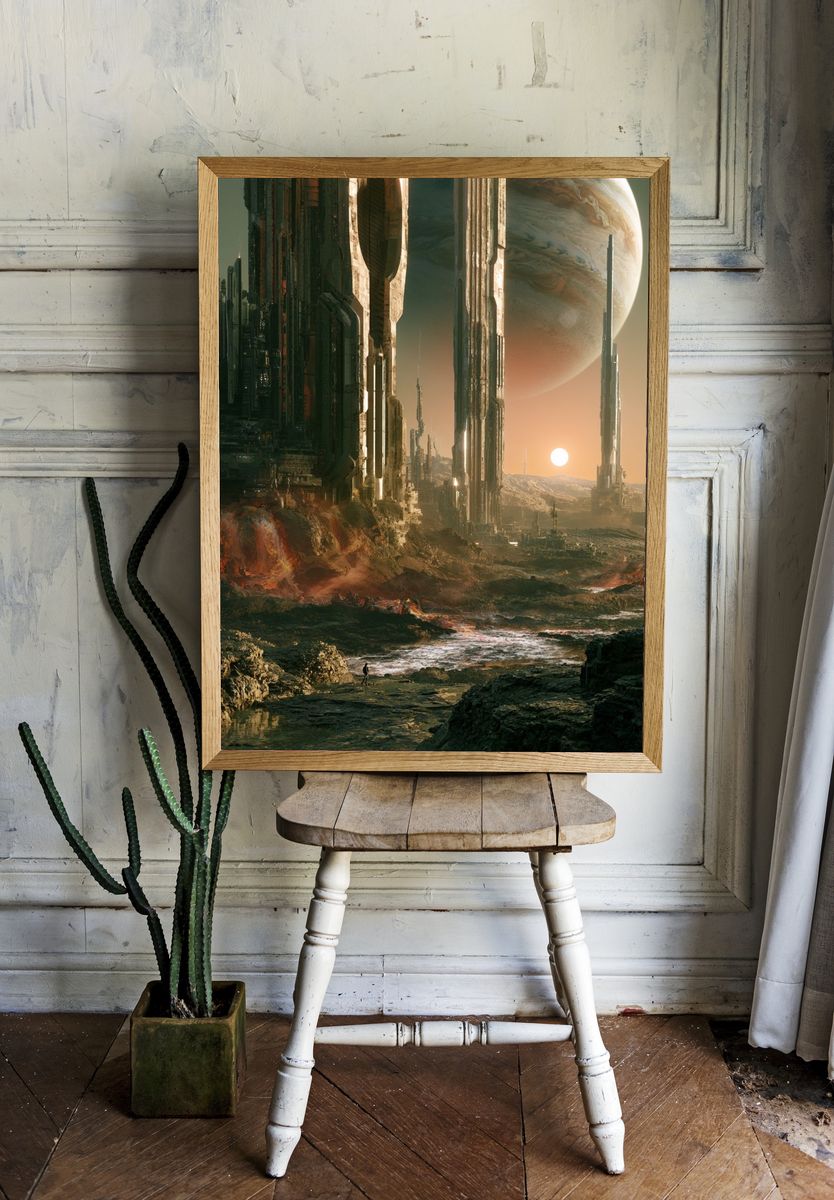 Alien Cityscape Sci-Fi Poster. room preview