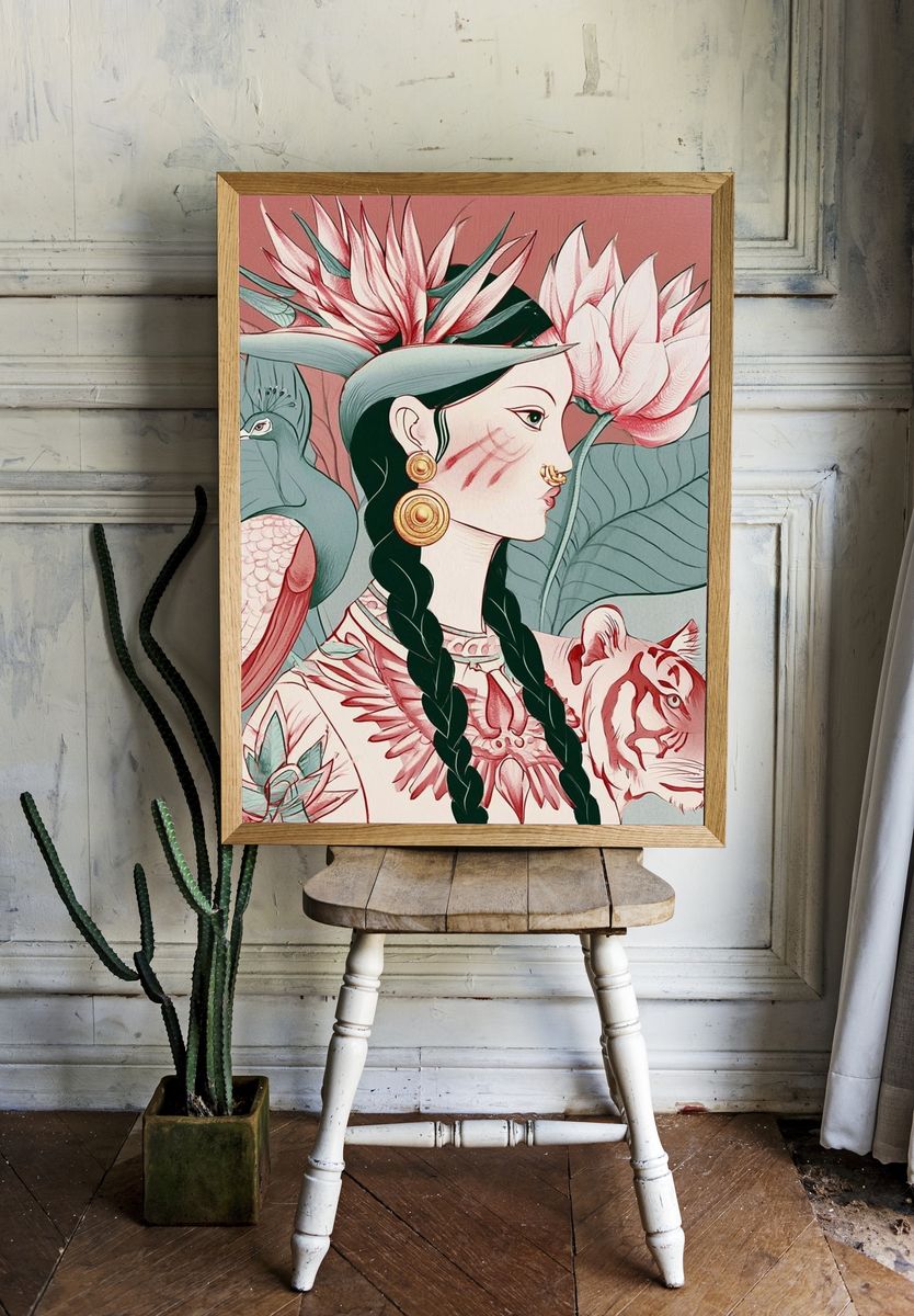 Botanical Woman Illustration Poster. — room view 1