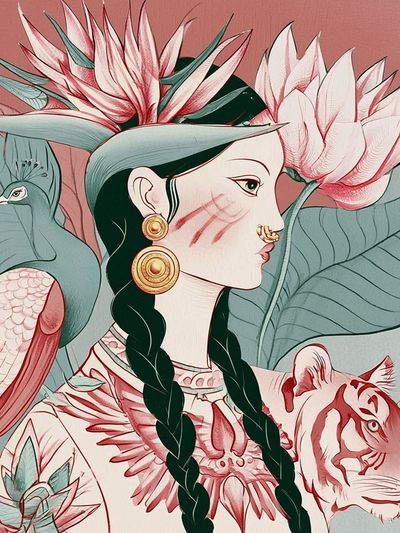 Botanical Woman Illustration Poster.