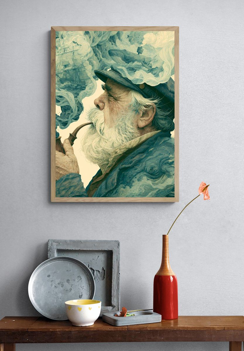 Old Sailor Dreamscape Illustration Poster. — room view 3