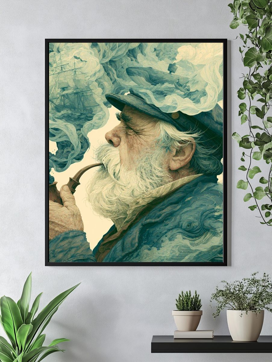 Old Sailor Dreamscape Illustration Poster. — room view 4
