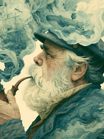 Old Sailor Dreamscape Illustration Poster.