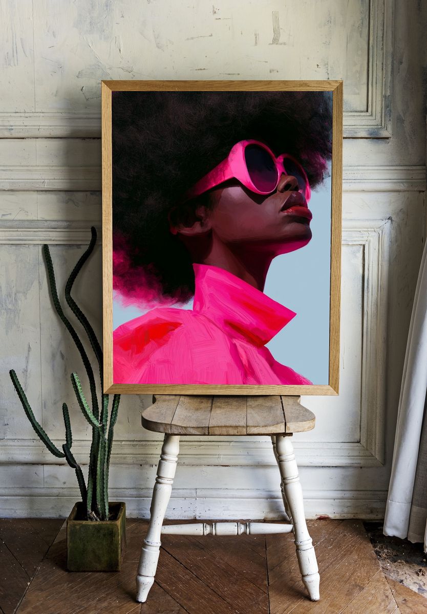 Afro Glam Portrait Print. room preview