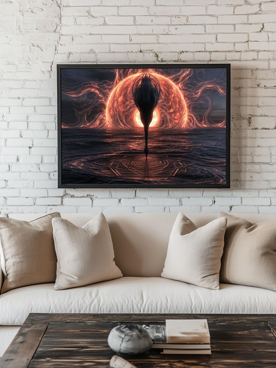 Celestial Horse Silhouette Digital Art Poster. — room view 1