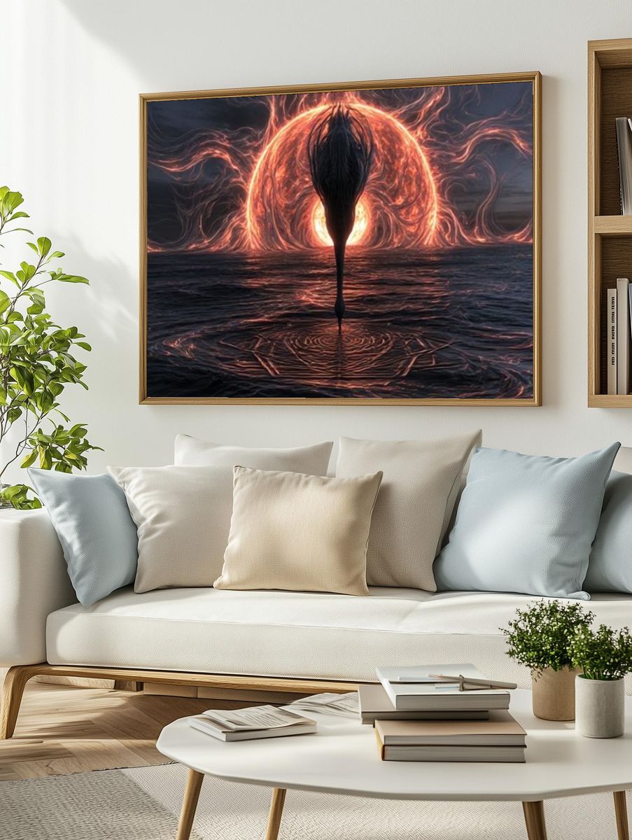 Celestial Horse Silhouette Digital Art Poster. — room view 2