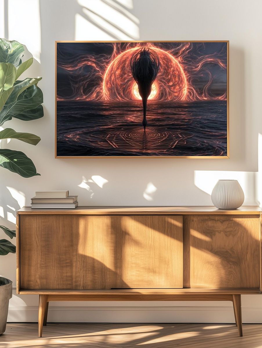 Celestial Horse Silhouette Digital Art Poster. — room view 3