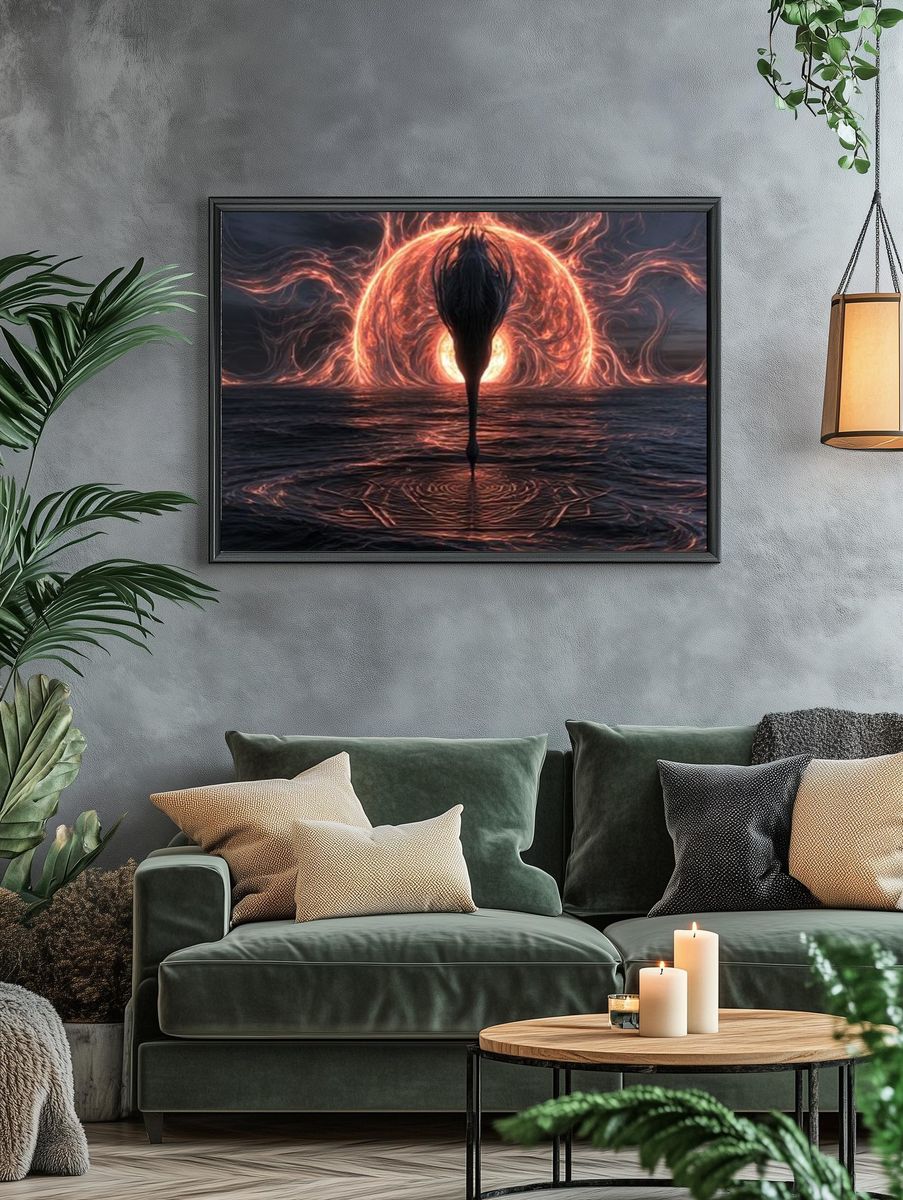 Celestial Horse Silhouette Digital Art Poster. — room view 4