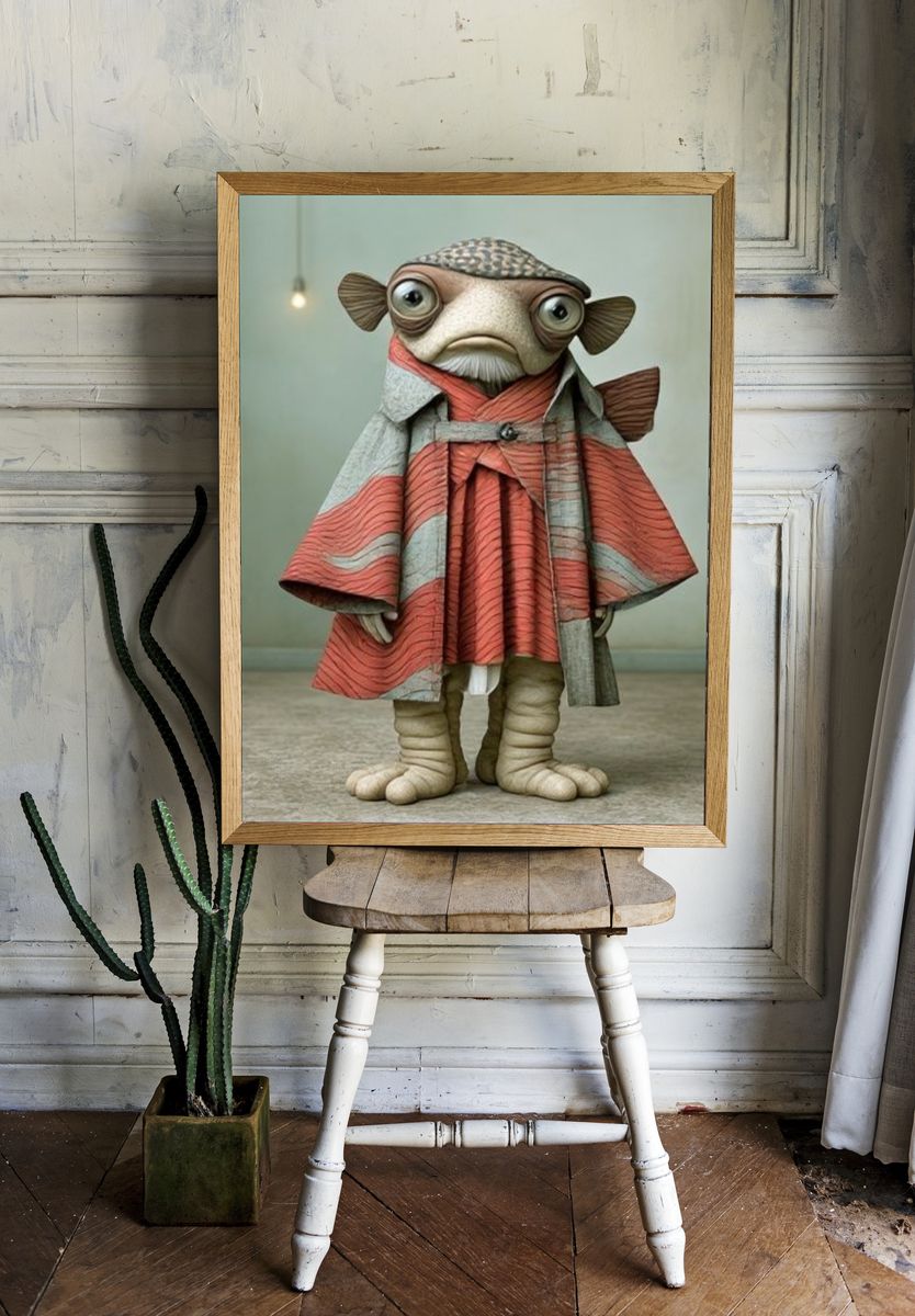 Fish Character Illustration Poster. — room view 1