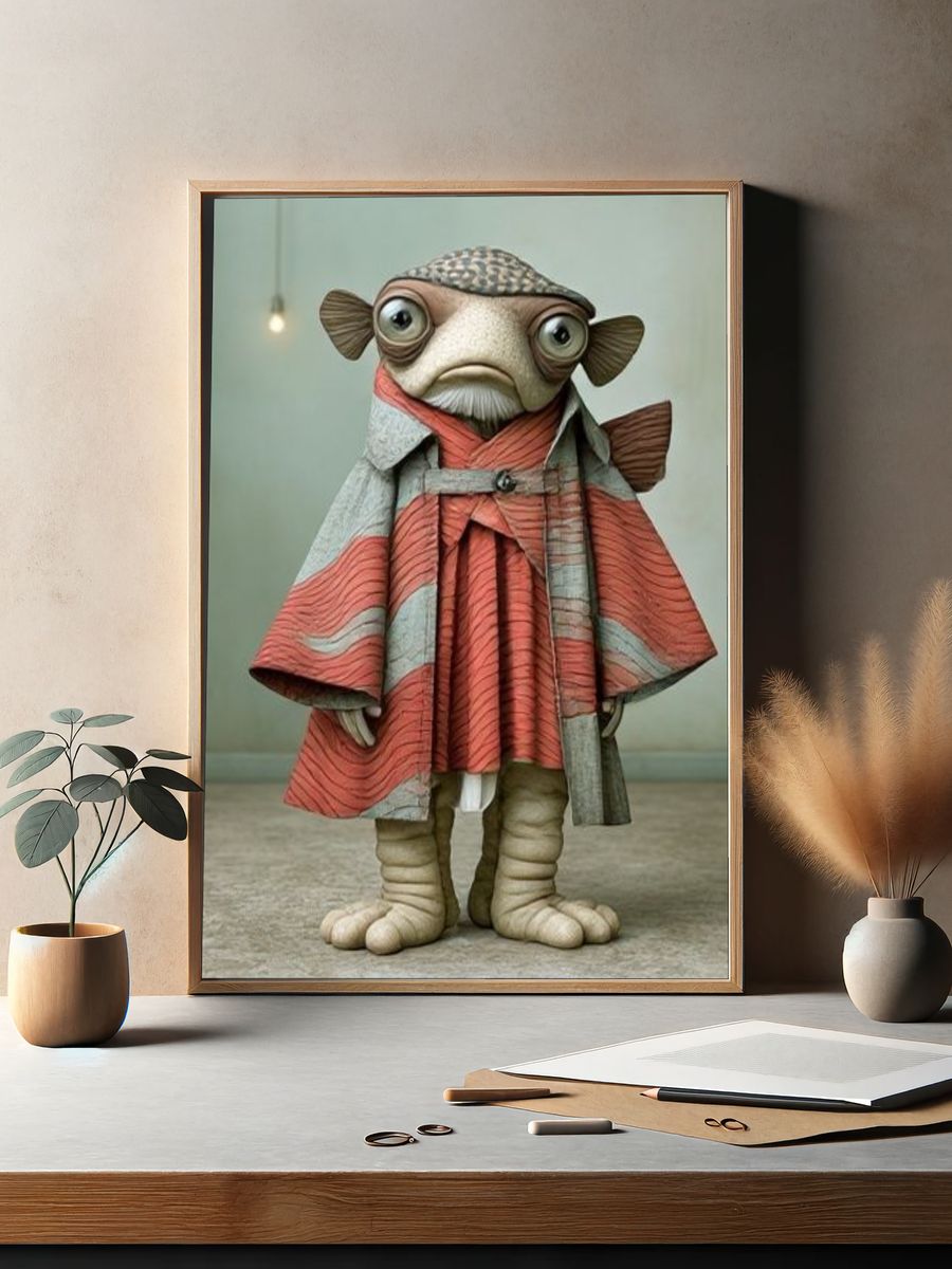 Fish Character Illustration Poster. — room view 2
