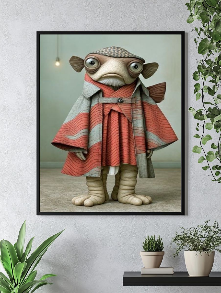 Fish Character Illustration Poster. — room view 4