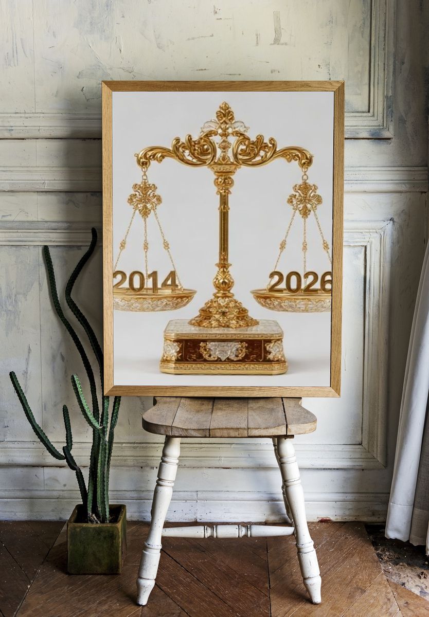 Golden Balance Scale Poster. — room view 1