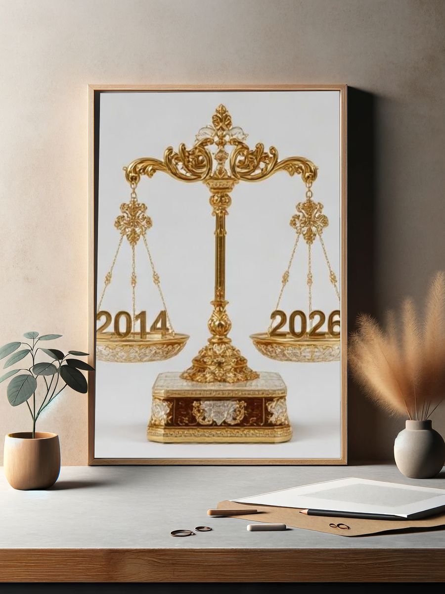 Golden Balance Scale Poster. — room view 2