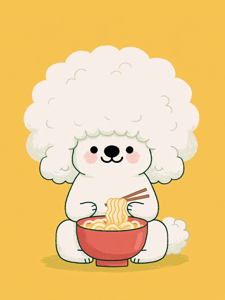 Cute Poodle Noodle Illustration Poster. poster — illustration art