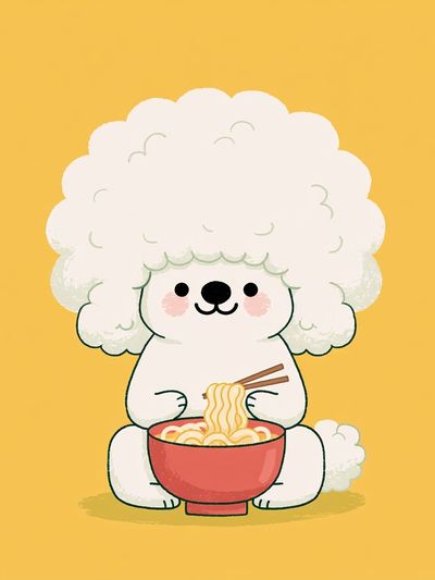 Cute Poodle Noodle Illustration Poster. poster