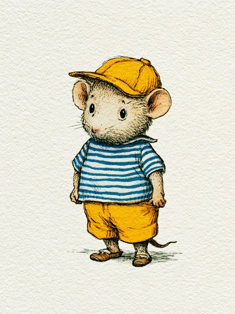Mouse in Sailor Outfit Illustration Print. poster detail