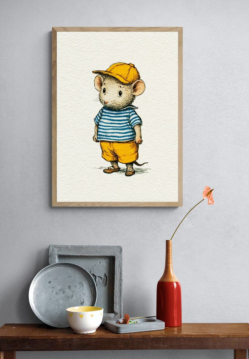 Mouse in Sailor Outfit Illustration Print. — room view 3