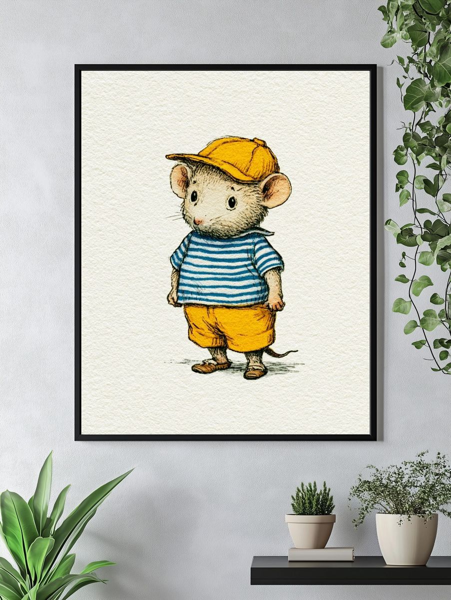 Mouse in Sailor Outfit Illustration Print. — room view 4