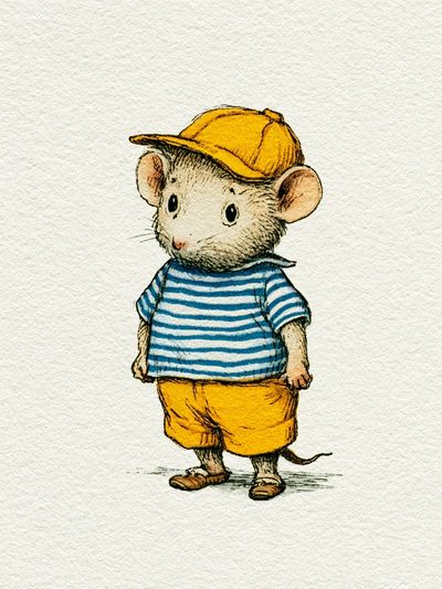 Mouse in Sailor Outfit Illustration Print.