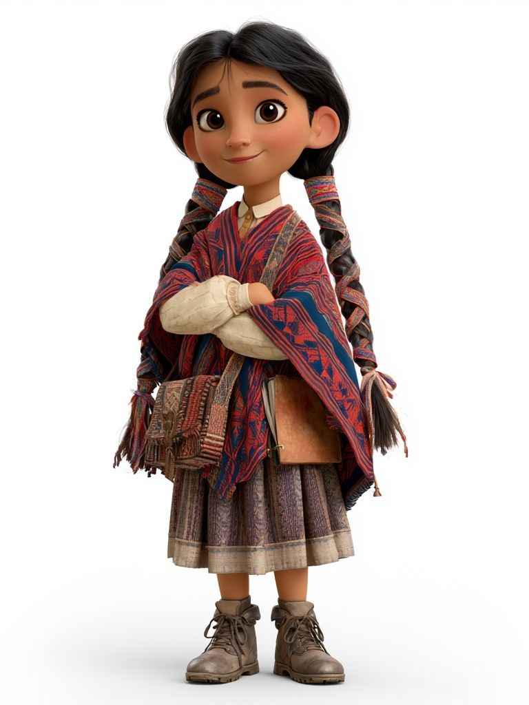 Andean Girl Character Illustration Poster. poster detail