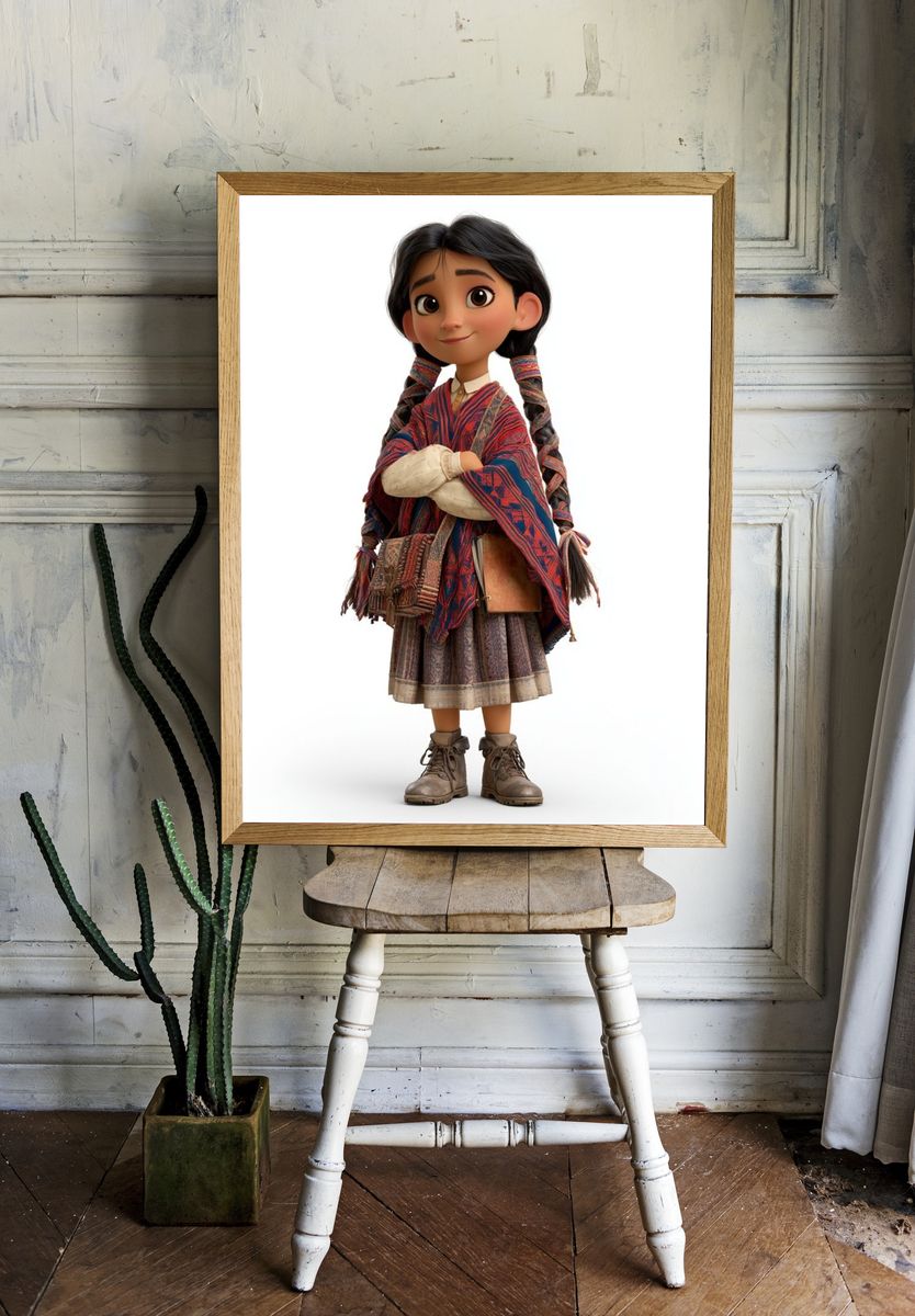 Andean Girl Character Illustration Poster. room preview
