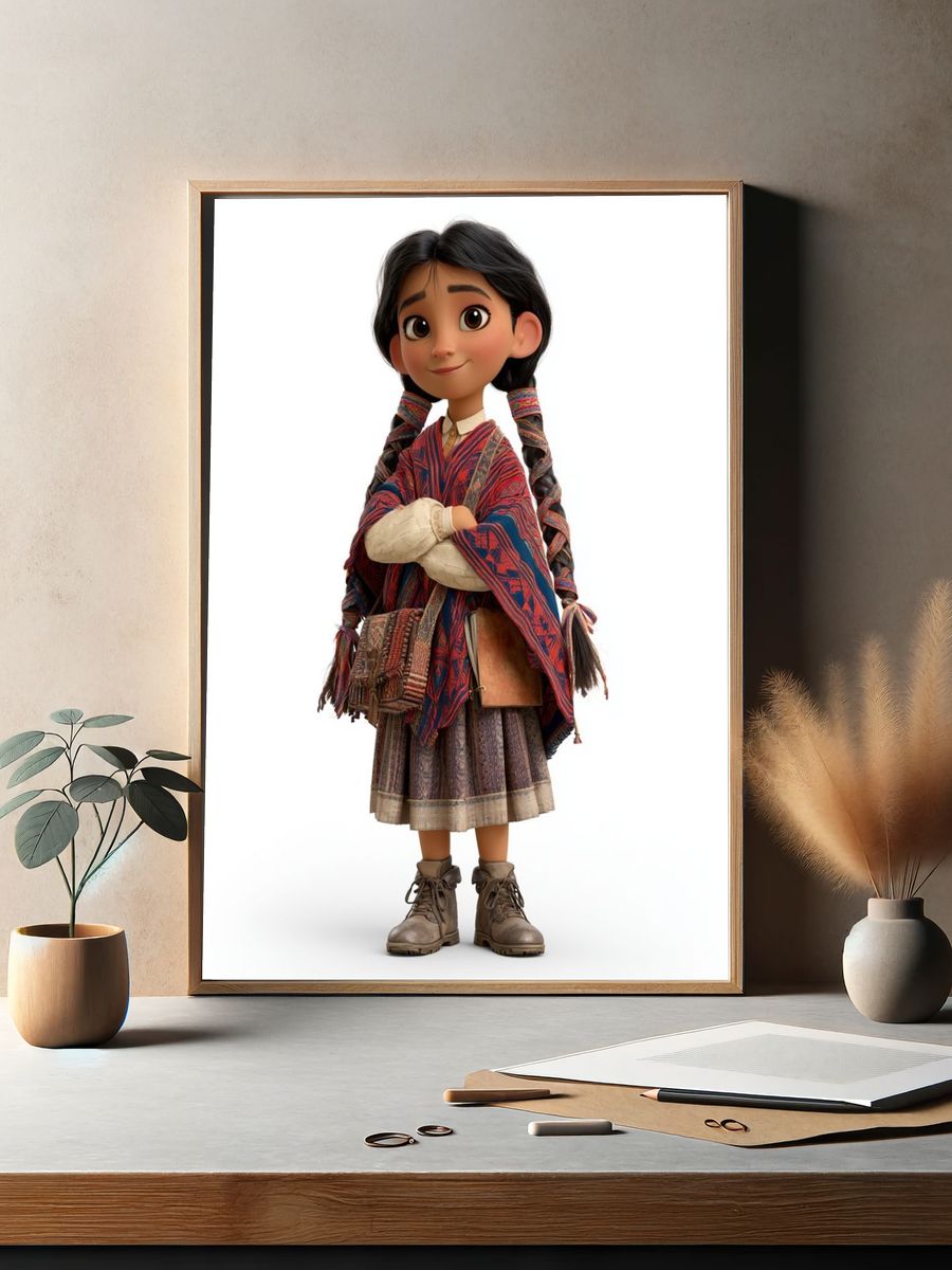 Andean Girl Character Illustration Poster. — room view 2