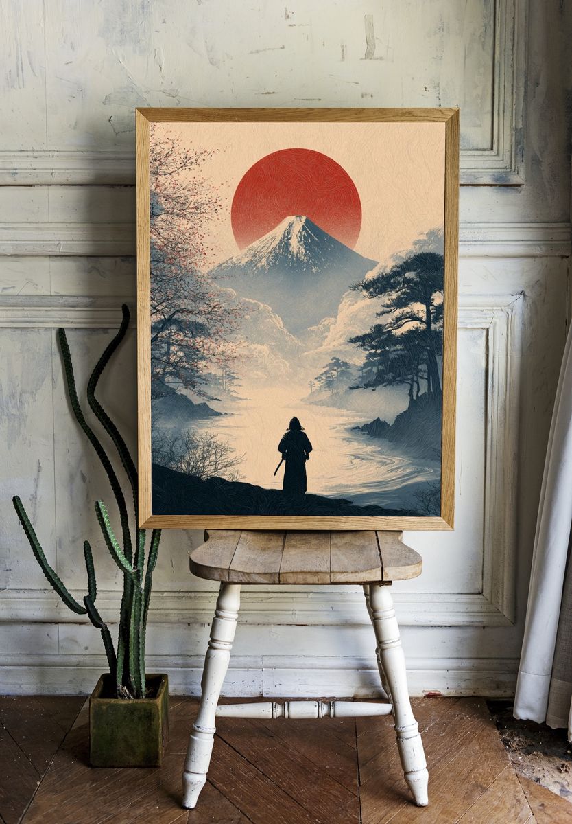 Mount Fuji Sunrise Illustration Poster. — room view 1