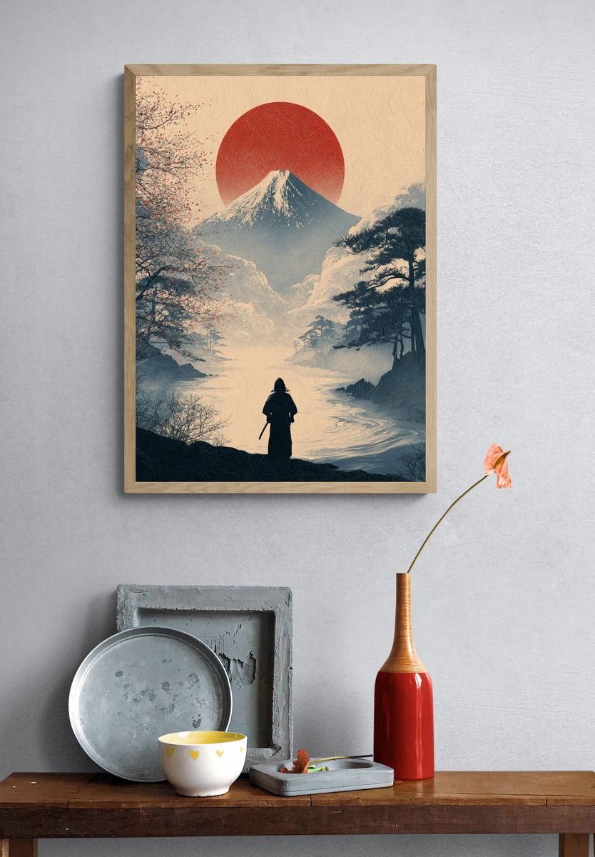 Mount Fuji Sunrise Illustration Poster. — room view 3