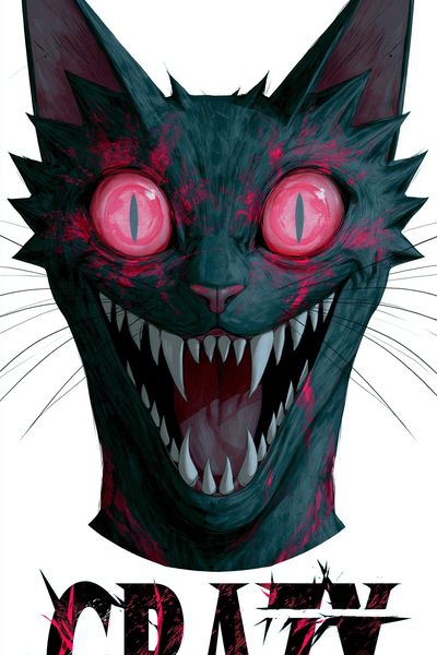 Crazy Cat Horror Illustration Poster. poster