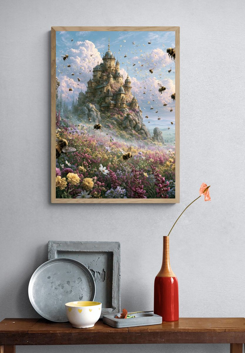Bee Castle Fantasy Illustration Poster. — room view 3