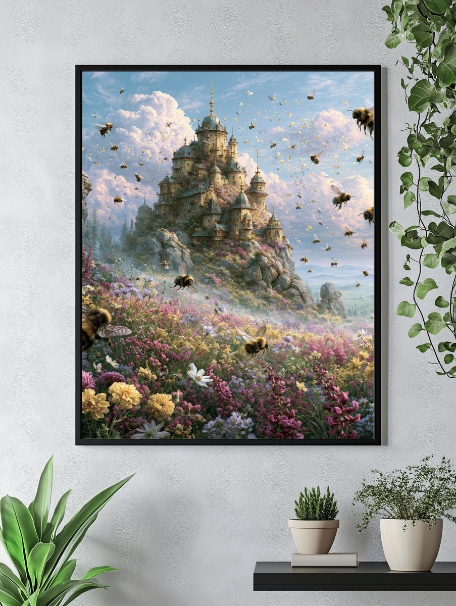 Bee Castle Fantasy Illustration Poster. — room view 4