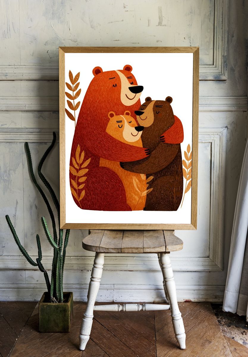 Bear Family Illustration Poster. — room view 1