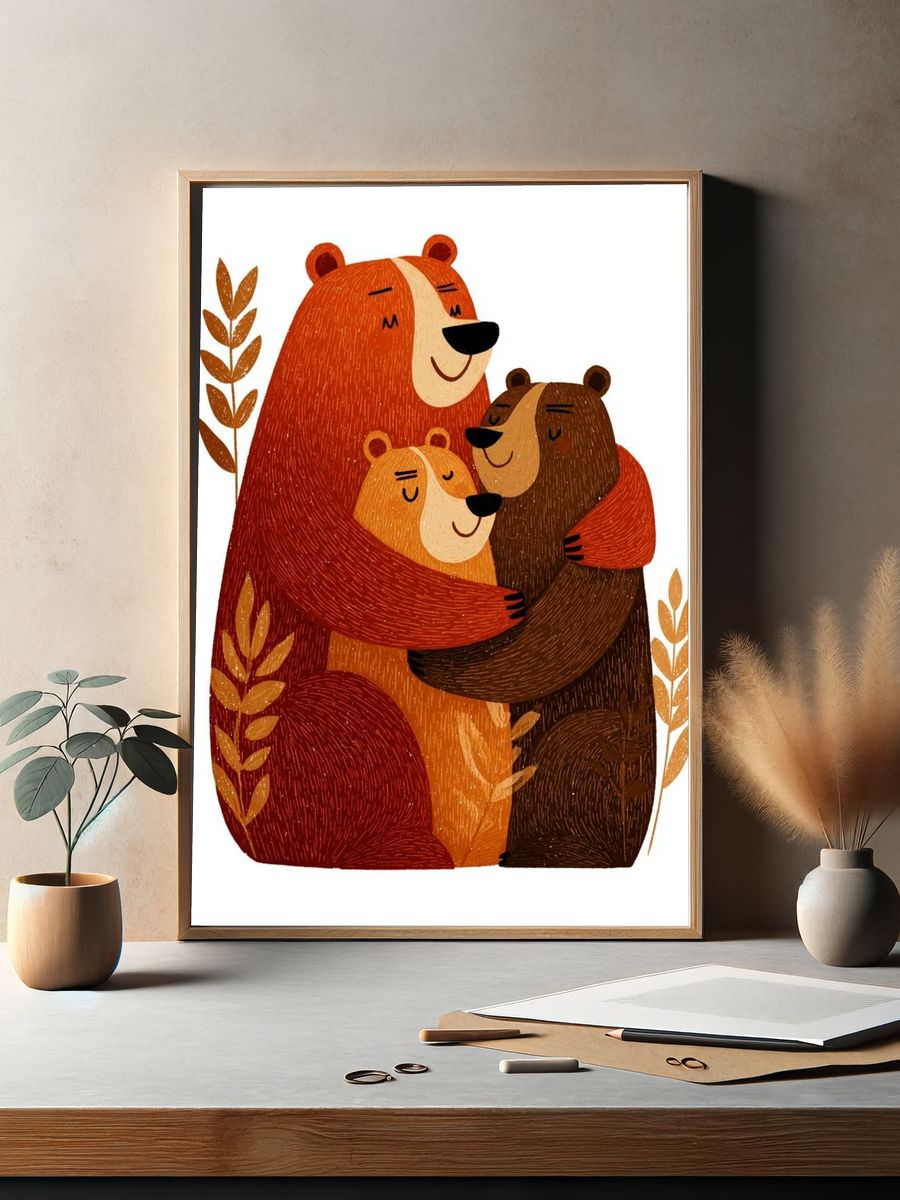 Bear Family Illustration Poster. — room view 2