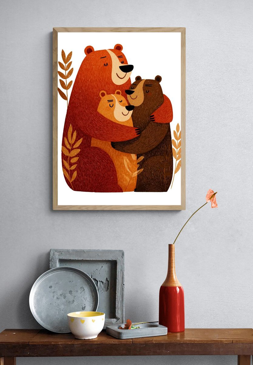 Bear Family Illustration Poster. — room view 3